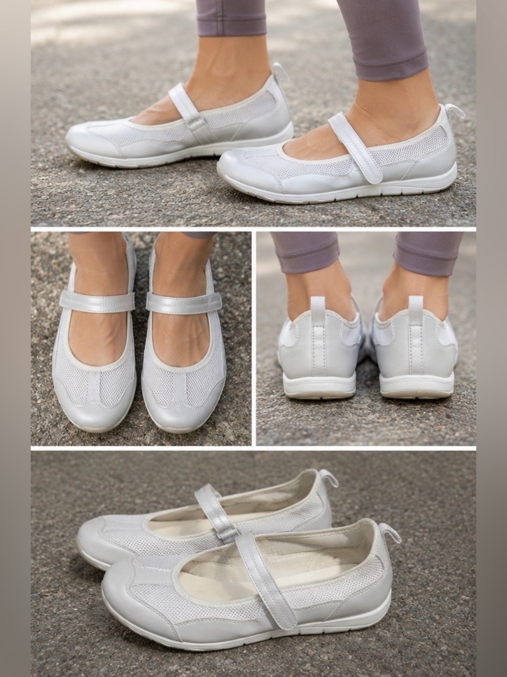 Danskin Now Molly White Mary Jane Walking Sneakers Mesh Hook & Loop Size 10 - Picture 2 of 10